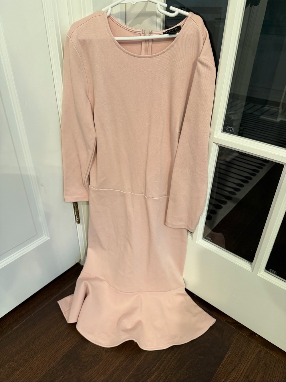 Ann Taylor Blush Pink Long-Sleeve Mermaid Hem Dress
